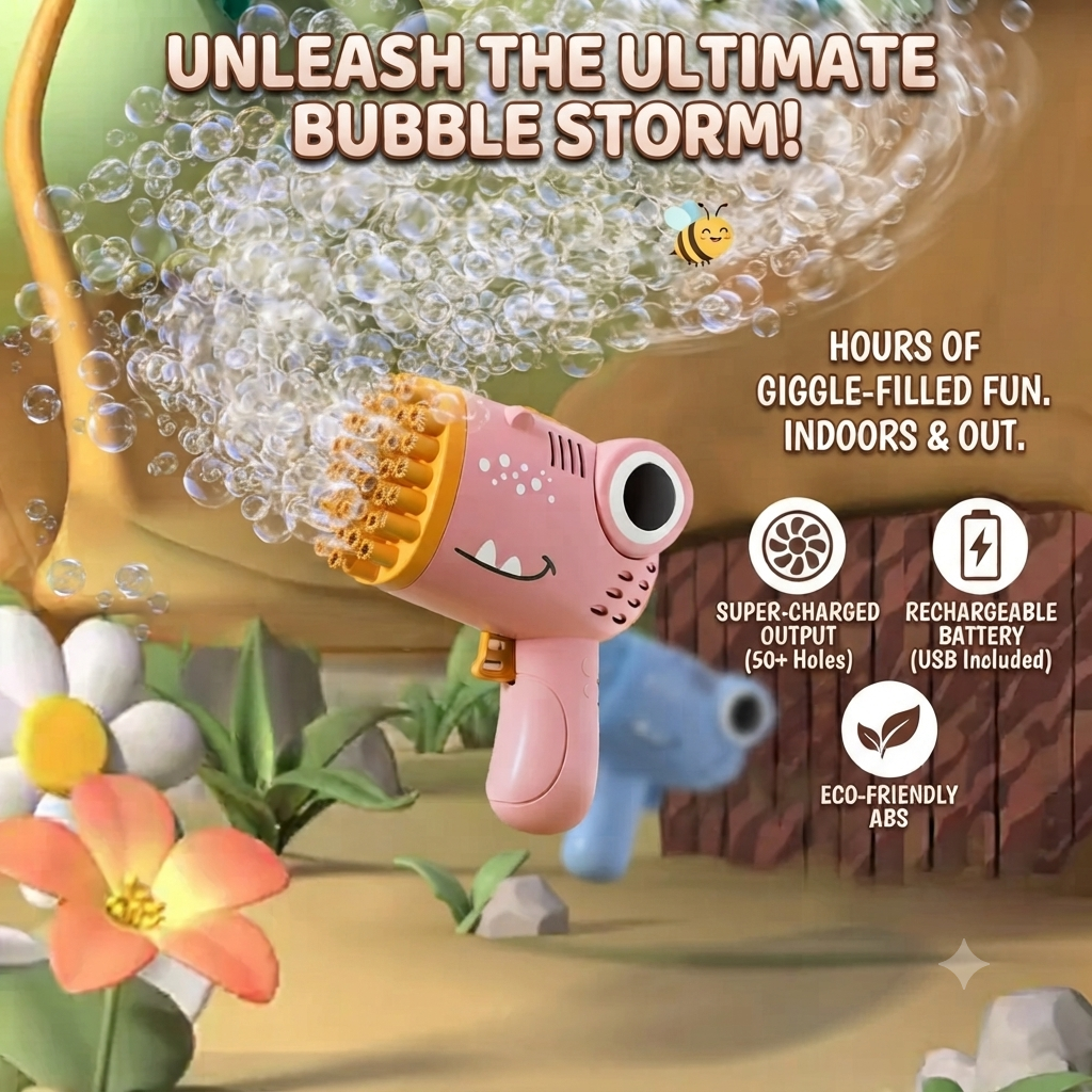40 Hole Dinosaur Bubble Handheld Bubble Machine
