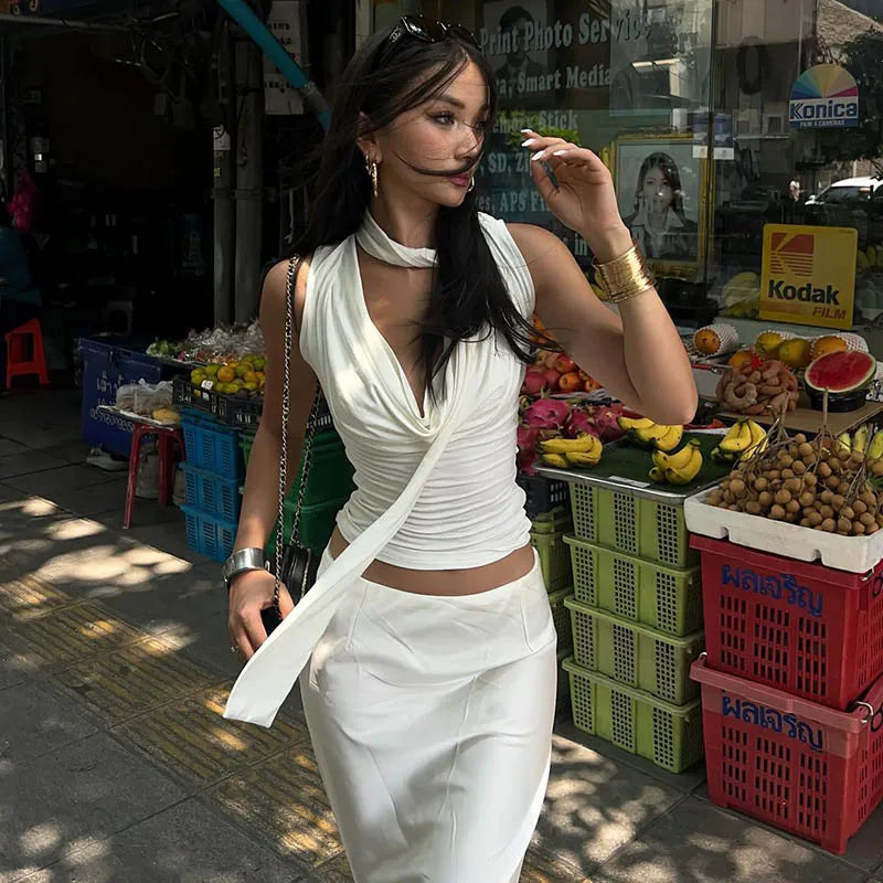 Solid Tank Summer New Women Sexy Sleeveless V-Neck