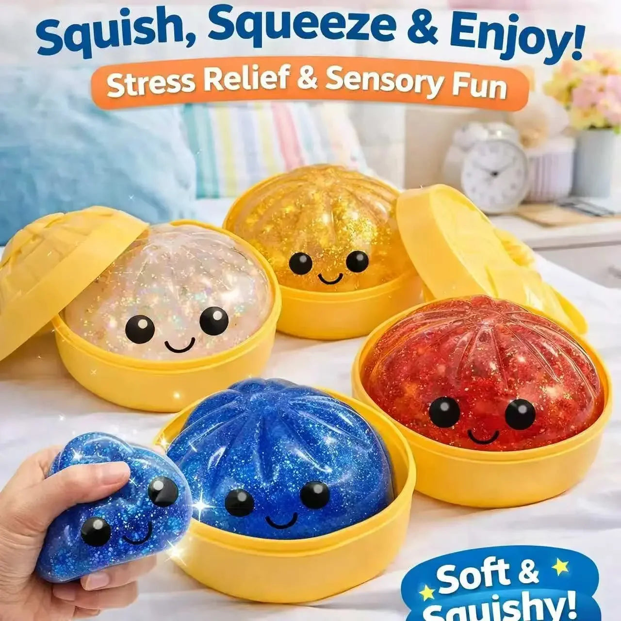 Steamed Bun Squeeze Toy Simulation Bao Stress Relief Fidget toy