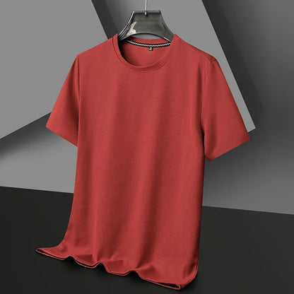 New Summer Waffle Round Neck Short Sleeved T-shirt