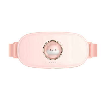Menstrual pain relief massager in soft pink color designed for alleviating menstrual discomfort.