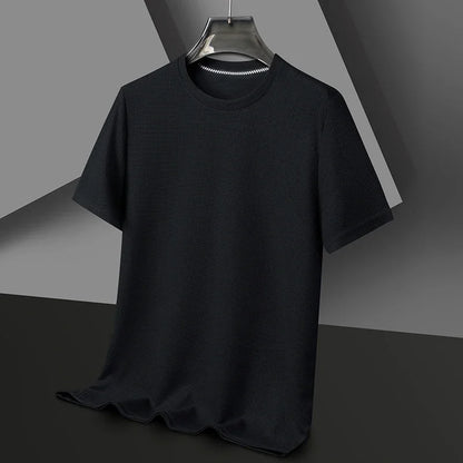 New Summer Waffle Round Neck Short Sleeved T-shirt